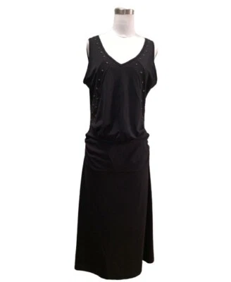 全新带标签 BANDOLINO 女式镶嵌黑色宽松无袖连衣裙 L 码 — 第 1/4 张图片