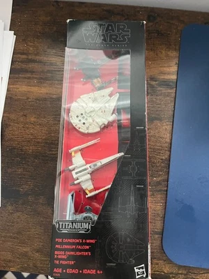 Star Wars Titanium Poe X-Wing Millennium Falcon TIE Fighter The Black Series Nuevo Foto 1 de 4