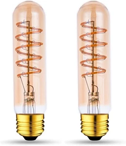 T10 LED Bulbs 40 Watt Equivalent 4W Dimmable Amber-5inch-4w-2700k-2pack  - Picture 1 of 7