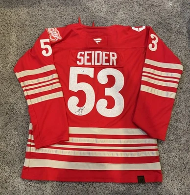 Mortiz Mo Seider Red Wings Centennial signed jersey auto Rookie JSA COA sz large - Image 1 of 4