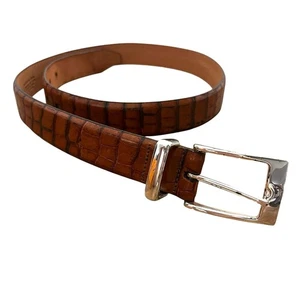 Martin Dingman Alligator Grain Italian Calfskin Belt Mens 32 Brown Leather USA - Picture 1 of 9