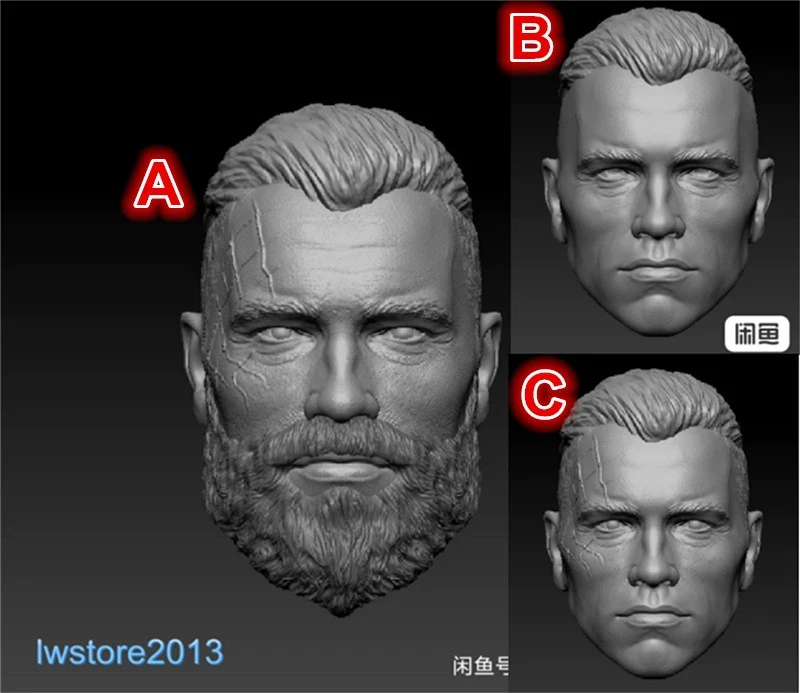 1/6 1/12 1/18 Warrior Man Head Sculpt For 12" 6" 3.75" Male Action Figure Body - image 1 of 1