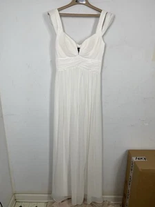 Lulus Womens Dress Small White Wedding Bridal Formal Maxi Flowy Chiffon Prom - Picture 1 of 9