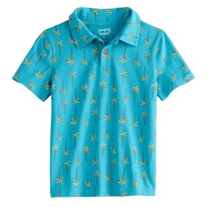 New Jumping Beans Boys Size 6 Polo Shirt Teal Palm Tree Print Short Sleeve 🌴💙 - Picture 1 of 1