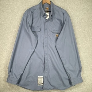 Carhartt FR Shirt Mens XL-Tall Blue CAT2 Long Sleeve Heavy Workwear Button Up - Picture 1 of 8