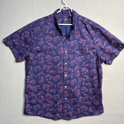 IZOD Men’s 2XL Lobster All Over Print Shirt Button-Up Short Sleeve Hawaiian - Image 1 of 4