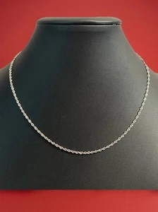 Collana AV Alwand Vahan oro bianco massiccio 14 carati Singapore Twist Link 1,82 G 2 mm 16" - Foto 1 di 10