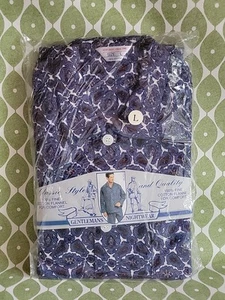 Conjunto de pijama vintage retro floral azul para hombre talla grande 100 % algodón nuevo sin usar - Imagen 1 de 5