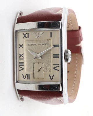Reloj Pulsera Emporio Armani Acero Cuarzo Cuero Rojo Tanque Foto 1 de 4