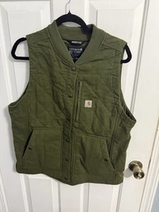 Women's Carhartt Quilted Rugged Flex Vest L Relaxed Fit Olive Green - Picture 1 of 5