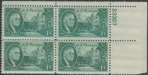 Plate Block of 4 stamps - Scott 930 - 1 cent - Franklin D. Roosevelt - 1945 MNH - Picture 1 of 1