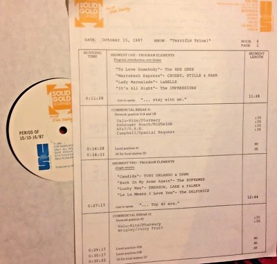 RADIO SHOW 10/15/87 ROCK TRIOS: SUPREMES, DAWN, CSN, CREAM, LABELLE, ELP, ANGELS - Image 1 of 2