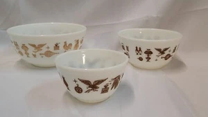 3 Vintage Pyrex Early American Mixing Bowls 401 402 403 Milk Glass Bowl Set - Picture 1 of 18