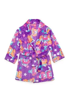 NEW J. Khaki Puppy Print Robe Girls Size XS(4-5) Multi-colored Purple w/Doggies - Picture 1 of 8