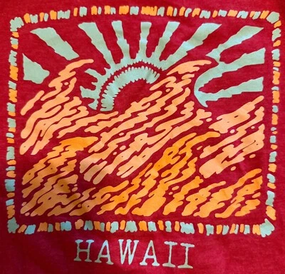 Camiseta Billabong Hawaii Roja Estampado Gráfico Ondas y Sol Crew SS M Foto 1 de 4