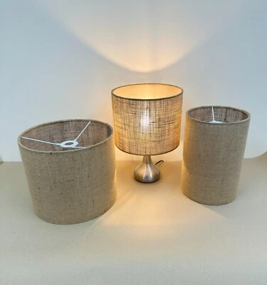 Natural hessian Light shades for ceiling , table and floor drum lampshade - Image 1 of 4