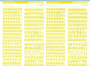 Letras de transferencia seca MECANORMA 22,48 LN #260 HELVETICA AMARILLO 12,9 mm - Imagen 1 de 2