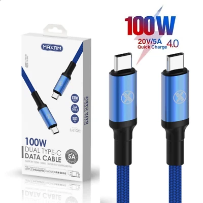 CAVO PD TYPE C DUAL USB C 100 WATT RICARICA RAPIDA DATI PER SAMSUNG HUAWEI APPLE - Immagine 1 di 4