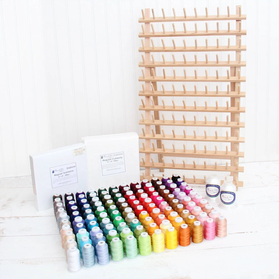 Threadart Machine Embroidery Starter Kits - Thread, Bobbins, Stabilizer, & Racks - Image 1 of 1