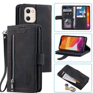 Estuche billetera Umidigi G1, estuche magnético abatible con cremallera de cuero para tarjetas para Umidigi G1 - Imagen 1 de 26