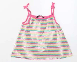 Pullover base serbatoio a righe rosa cotone George per ragazze taglia 3-4 anni collo - - Foto 1 di 12