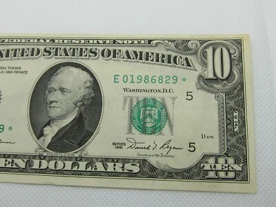 1981 $10 Star FRN #E01986829* - Image 1 of 4