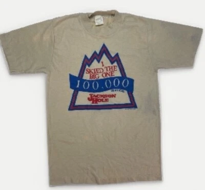 Vintage 80s Jackson Hole Ski T Shirt Single Stitch Small Mens Skiing 1981 WY VTG - Image 1 of 4