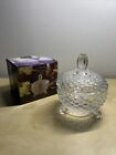 Delisoga Vintage 3 Footed Lead Crystal Diamond Design Covered Candy Dish
