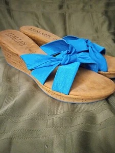 Italian Shoemakers Sandals Cork Wedge Slip On Size 10 NEW! - Picture 1 of 4