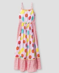 Cat and Jack Beach Summer Girls Maxi Dress Spaghetti Straps Size L 10/12 New - Picture 1 of 12