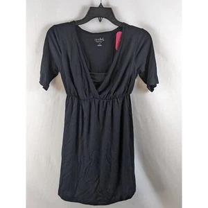 Ingrid & Isabel Baby Doll Nursing Shirt Tunic Black XS Maternity Elbow VNeck Top - Picture 1 of 8