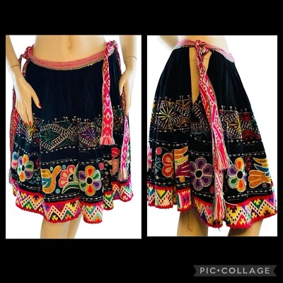 Vintage Peruvian Embroidered Wool Festival Costume  Pollera Skirt Looks Handmade - Image 1 of 4