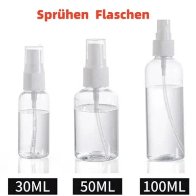 30/50/100ml Sprühflasche Kunststoff Durchsichtig Nachfüllbar Leer Probe DE - Bild 1 von 4