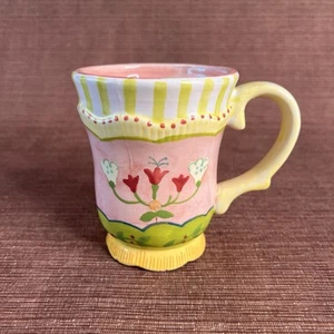 Kimberly Hodges Cupcake & Cartwheels Ceramic coffee Cup Striped Goldilocks - Picture 1 of 5
