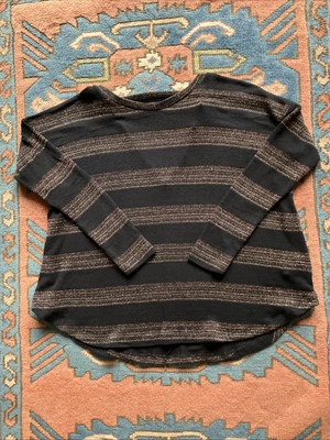 NEXT BLACK/GLITTER STRIPE JUMPER SIZE 6 - Image 1 of 4