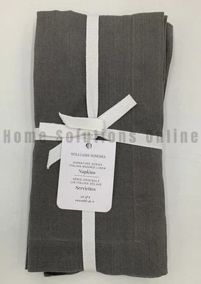 Williams Sonoma Italian Washed Linen Napkins S/4 Dove Gray 20" Sq #J1130 - Image 1 of 3