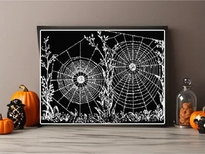 Spiderweb Silhouette Handmade Halloween Counted Cross-Stitch Pattern Needlepoint - Picture 1 of 5