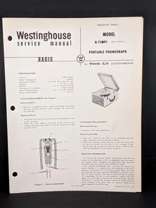 Westinghouse Phonograph Service Manual Model H-71MP1 Chassis Portable 6 Pg - Picture 1 of 2