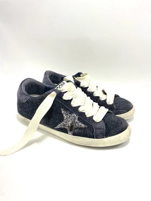 GGDB Golden Goose Superstar  Navy Blue Wool Silver Glitter Sneakers Sz 37 - Image 1 of 4