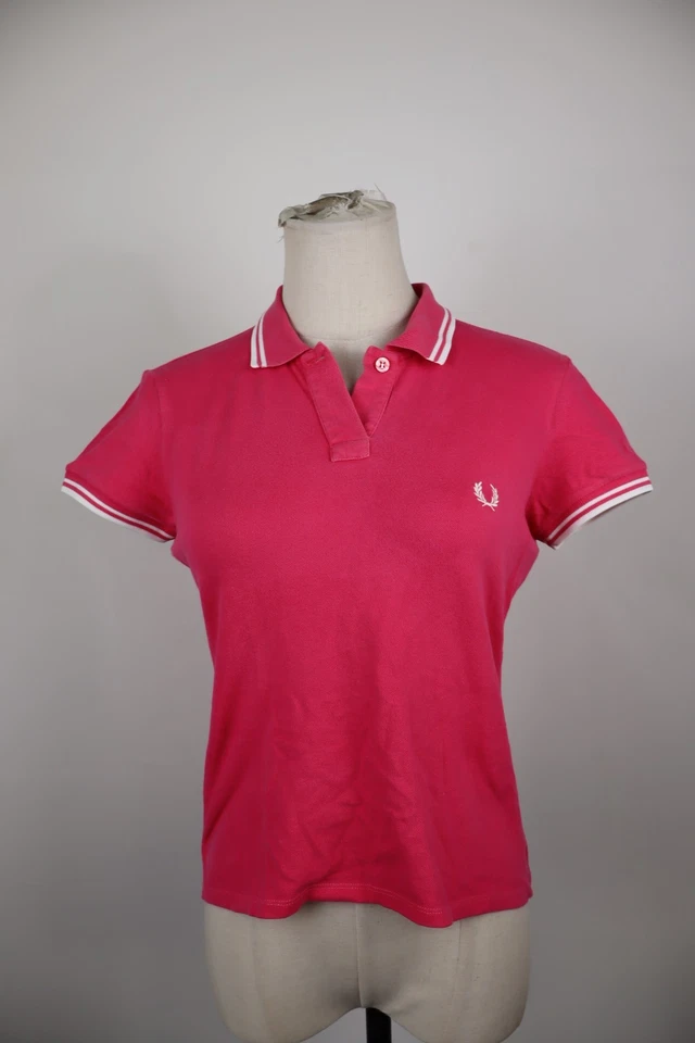 Fred Perry Polo 衫女式棉质 S 码休闲复古棉标志 — 第 1/4 张图片