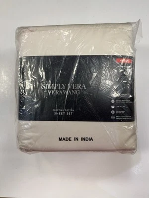 Juego de sábanas de algodón egipcio Simply Vera Wang QUEEN 800 TC 4 piezas Whisper Blanco Nuevo Foto 1 de 2