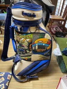 Ken Matsura Graphic Print Golf Bag White Blue Shoulder Strap Rare Design Japan A - Picture 1 of 4