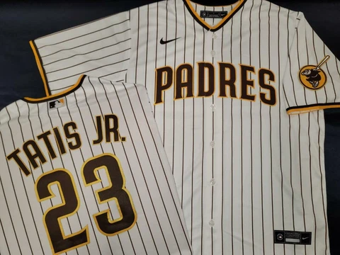 20518 Mens Nike SAN DIEGO PADRES MACHADO SOTO 100% REAL Sewn JERSEY P/S New Cover