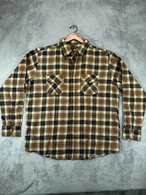 Mens XL Shirts VTG 90s Haband Jack Frost Flannels Brown Plaid Long Sleeve Button - Image 1 of 4