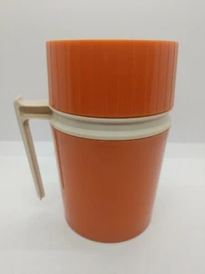 VINTAGE THERMOS HOT OR COLD 10 OZ ORANGE CREAM VACUUM JAR MODEL 7002 4 PIECE - Picture 1 of 7