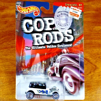 Hot Wheels Cop Rods '32 Ford Vicky Branco Preto Real Riders Syracuse Police 1999 - Imagem 1 de 3