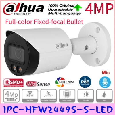 Dahua 4MP IPC-HFW2449S-S-LED Wizsense Full Color Bullet PoE IP Camera In Mic - Image 1 of 4