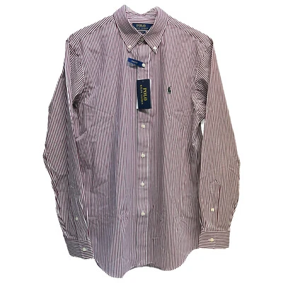 Polo Ralph Lauren Long Sleeve Dress Shirt Red White Stripe Classic Fit $115 - Image 1 of 4