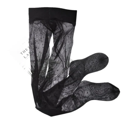 Women Polka Dots Ultra Thin Pantyhose High Waist Seamless Tights Retro Stockings - Image 1 of 4