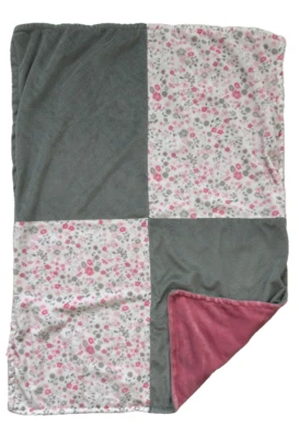 Laura Ashley Pink Gray Floral Flowers Quilt Block Lovey Baby Security Blanket - Image 1 of 4